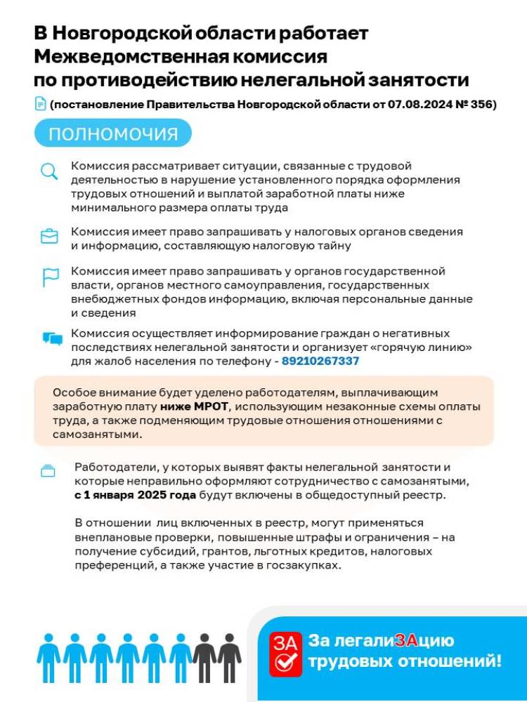 В Новгородской области работает межведомственная комиссия по противодействию нелегальной занятости